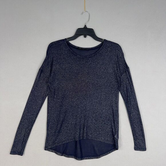Generation Love Shirt Womens XS Small Blue Silver Metallic Sparkle Sheer Party - Picture 1 of 14